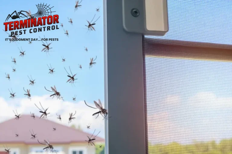 Many mosquitoes flying in to the house