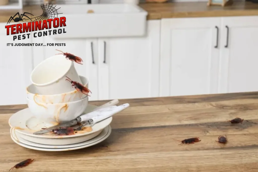 dirty dishes with pests